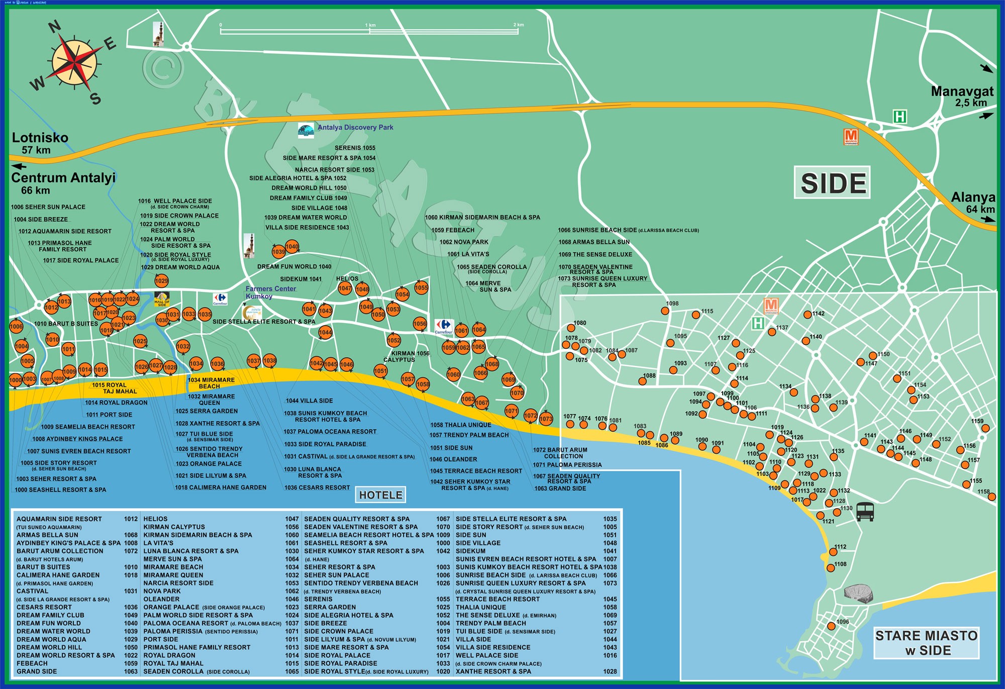 Side - mapa rozmieszczenia hoteli